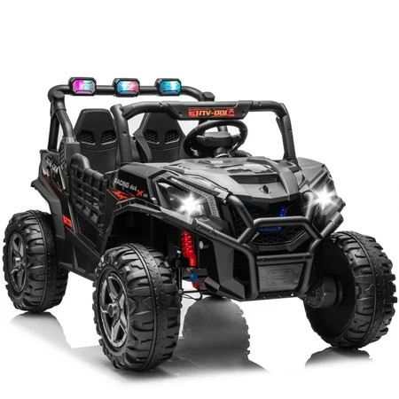 Joyracer 4WD 24 V Ride on Toys UTV with 2 XL Seaters, 4*200W Motor Kid Electric Power Car Wheels with Remote Control, LED Lights, Spring Suspension, 3 Speeds, Bluetooth Music, Black | Walmart (US)
