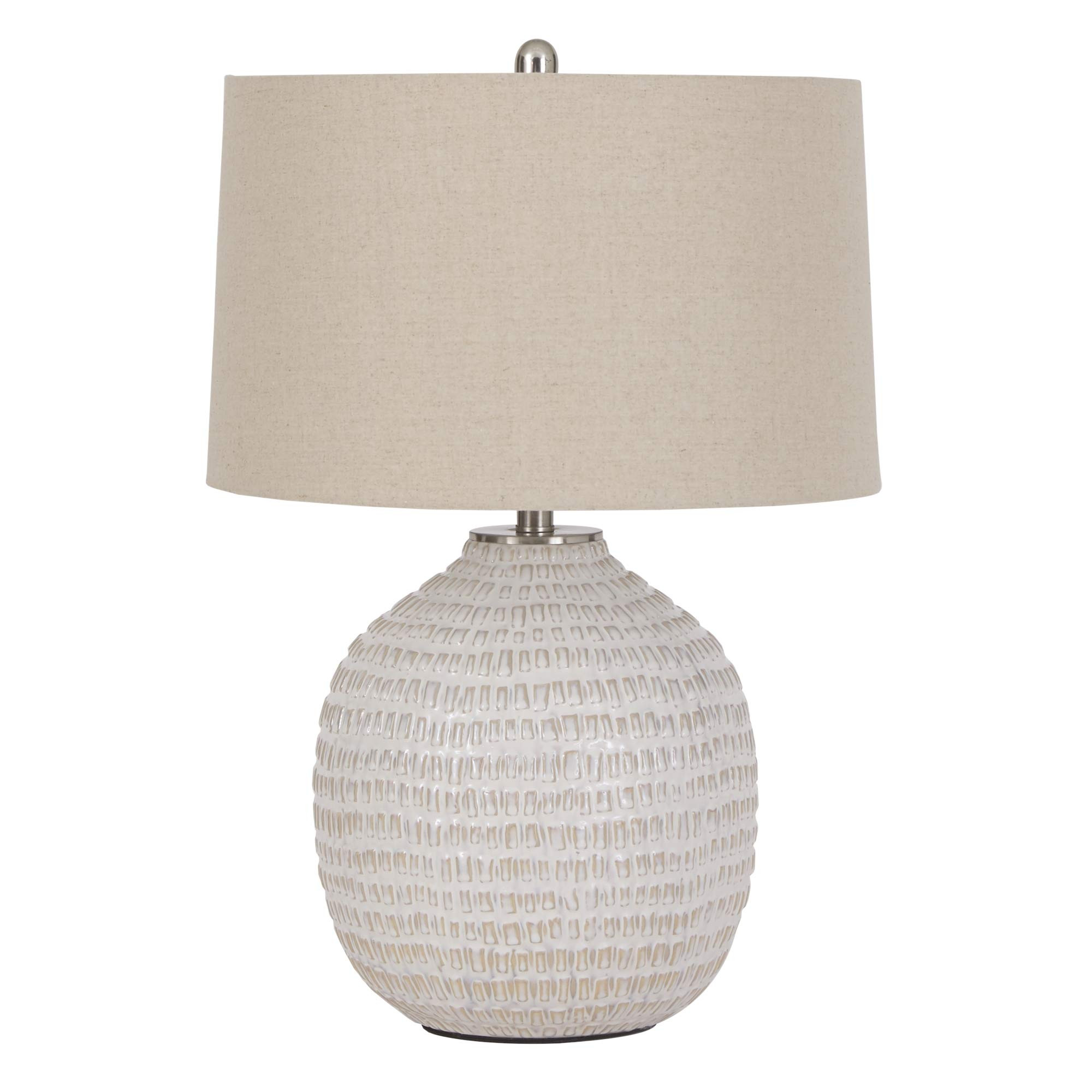 Signature Design by Ashley Jamon Contemporary 26" Round Textured Ceramic Table Lamp, Beige | Amazon (US)