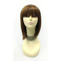 10 Inch Dark Brown & Copper Mix Heat Resistant Straight Long Bob Wig With Bangs [125-582B-Sakura-4/27/30] | Etsy (US)