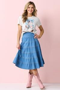 Tiered Denim Midi Skirt | Cato Fashions