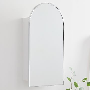 Arched Metal Framed Medicine Cabinet, Polished Nickel | West Elm (US)