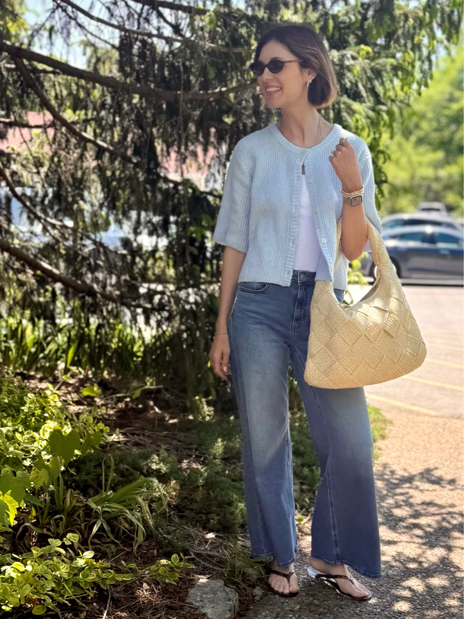 Soaring mom outfit of the day! This bag from @solandselene is SO GOOD! It holds all your mom life needs while looking CHIC! 
Jellies are from @Anthropologie 
anthropology finds and jeans are @Quince and SO comfy! 


Spring must have bag | SOL and Selene bags | jellies | jelly flip flops | | quince denim | millennial mom style | casual soring ootd | anazon sunglasses 

#LTKootd #LTKSaleAlert #LTKdayinmylife