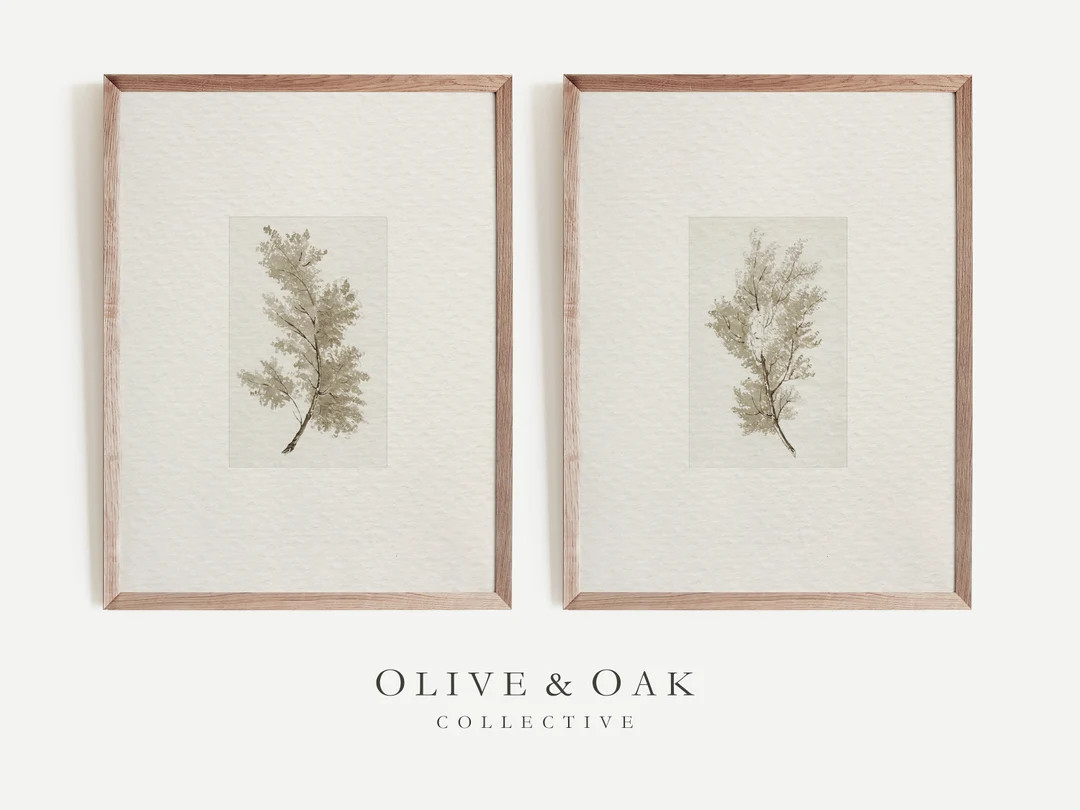 Neutral Tree Sketch SET of 2 Prints / Minimalist Sketch Drawings Digital PRINTABLE / G40 | Etsy (US)