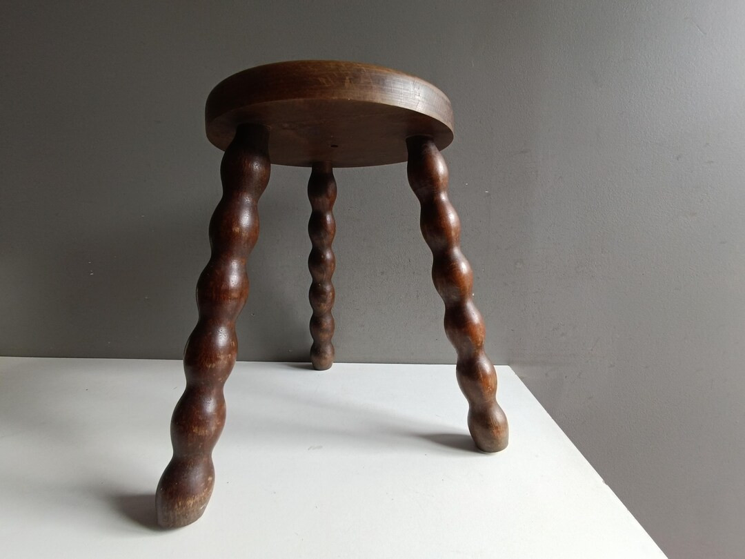 French Vintage Bobbin Wood Stool Mid Century / Rustic Farmhouse Primitiv Kitchen Decor / Milking ... | Etsy (US)