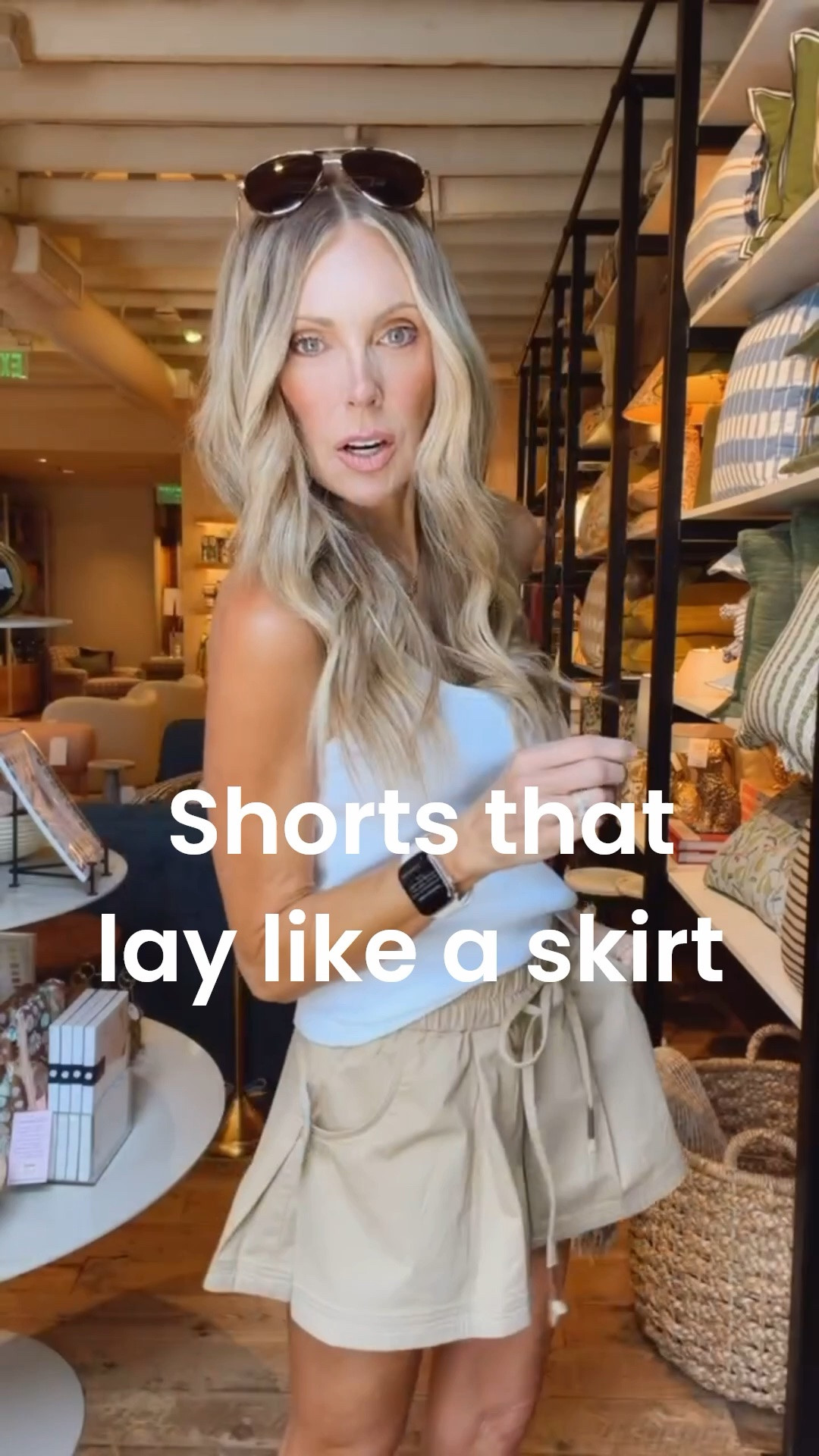 These khaki shorts LAY LIKE A SKIRT and have a flattering waistline. They have an A-line cut so especially flattering if you need more room in upper thigh. 
@Anthropologie #anthropartner

#LTKmomlife #LTKootd #LTKOver40