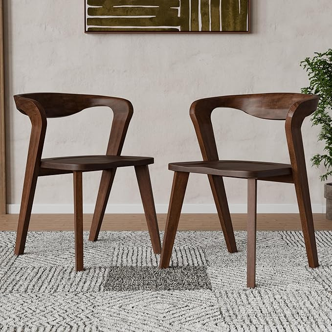 Furniture of America Nazaen III Mid-Century Modern Wood 21.5-inch Side Chairs with Rounded Backre... | Amazon (US)