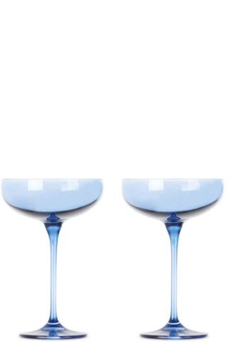 Two-Pack Blue Champagne Coupe Glasses, 8.25 oz | SSENSE