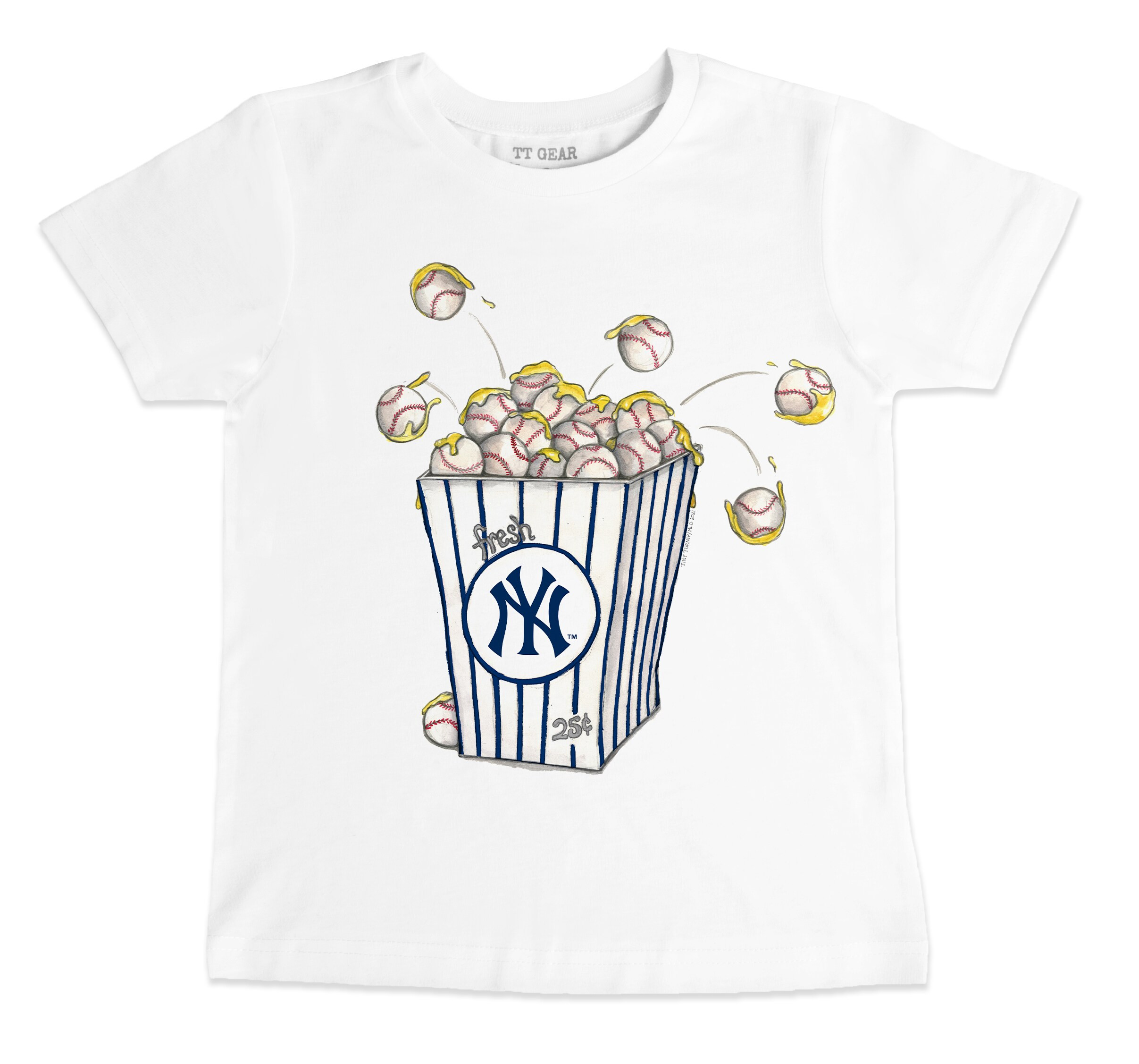 New York Yankees Tiny Turnip Infant Popcorn T-Shirt - White | Fanatics