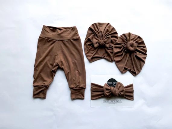 Baby leggings, Asher Espresso Brown pants, brown headwrap, Baby pants, Girl Leggings, Baby Gift, ... | Etsy (US)