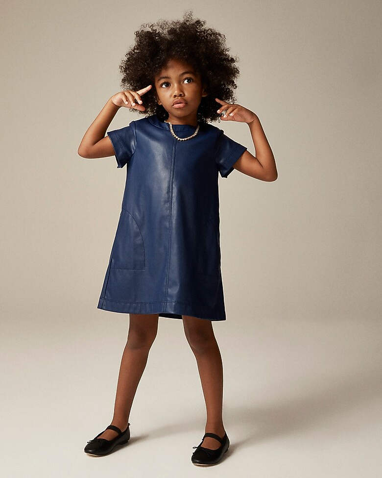 Girls' shift dress in faux leather | J. Crew US