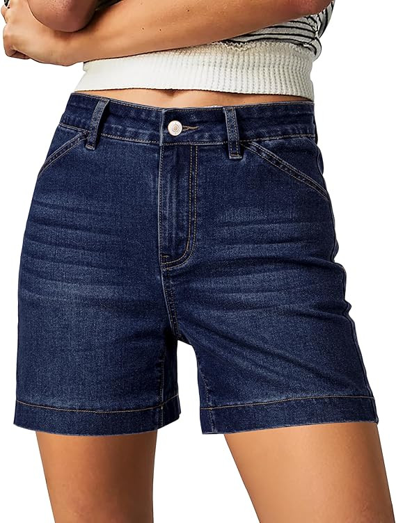 luvamia Jean Shorts for Women High Waisted Trendy Stretchy Denim Shorts 5 Inch Inseam Summer Casu... | Amazon (US)