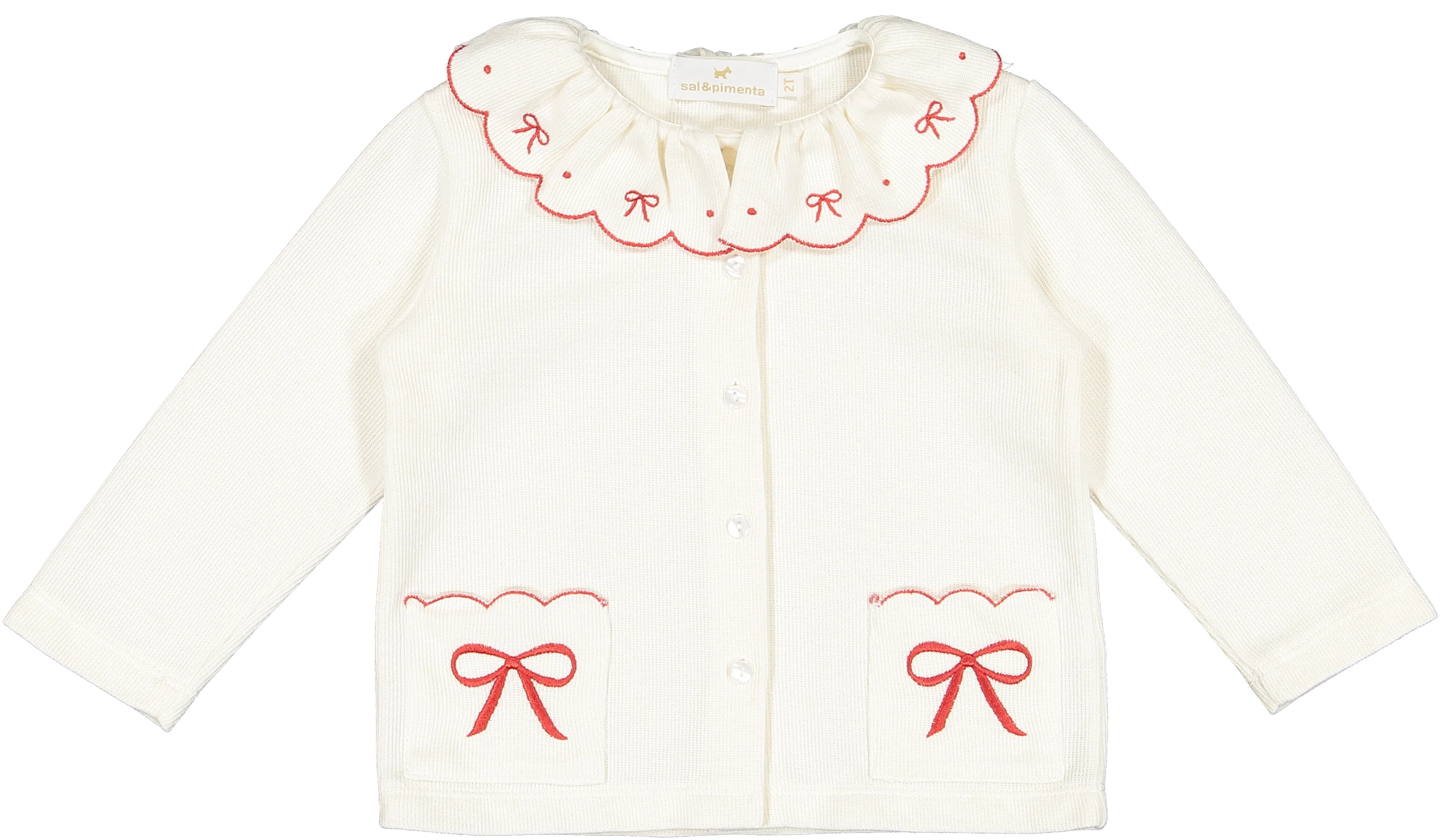 Sal and Pimenta Navy Knit Red Bows Cardigan | JoJo Mommy