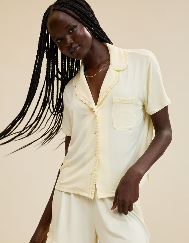 Aerie Real Soft® Ruffle Pajama Shirt | American Eagle Outfitters (US & CA)