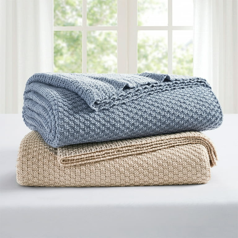 My Texas House Harper Blue Acrylic Chunky Sweater Knit Oversize Bed Blanket | Walmart (US)