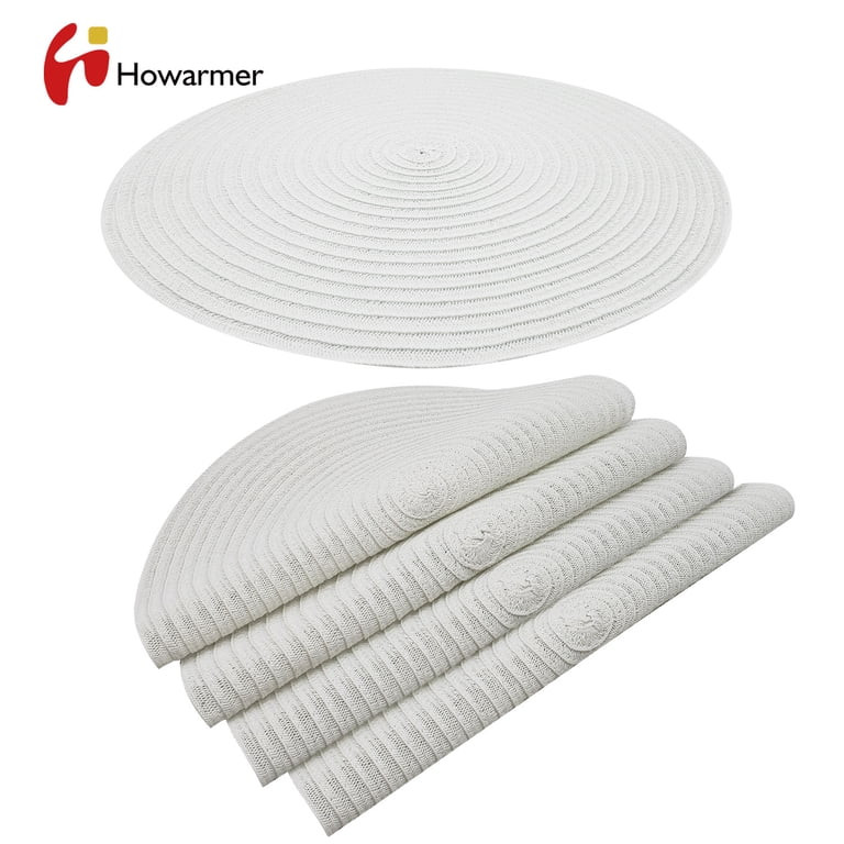 Howarmer White Placemats, Washable Woven Vinyl Round Place Mats for Kitchen Dinner Table, Anti-Sl... | Walmart (US)
