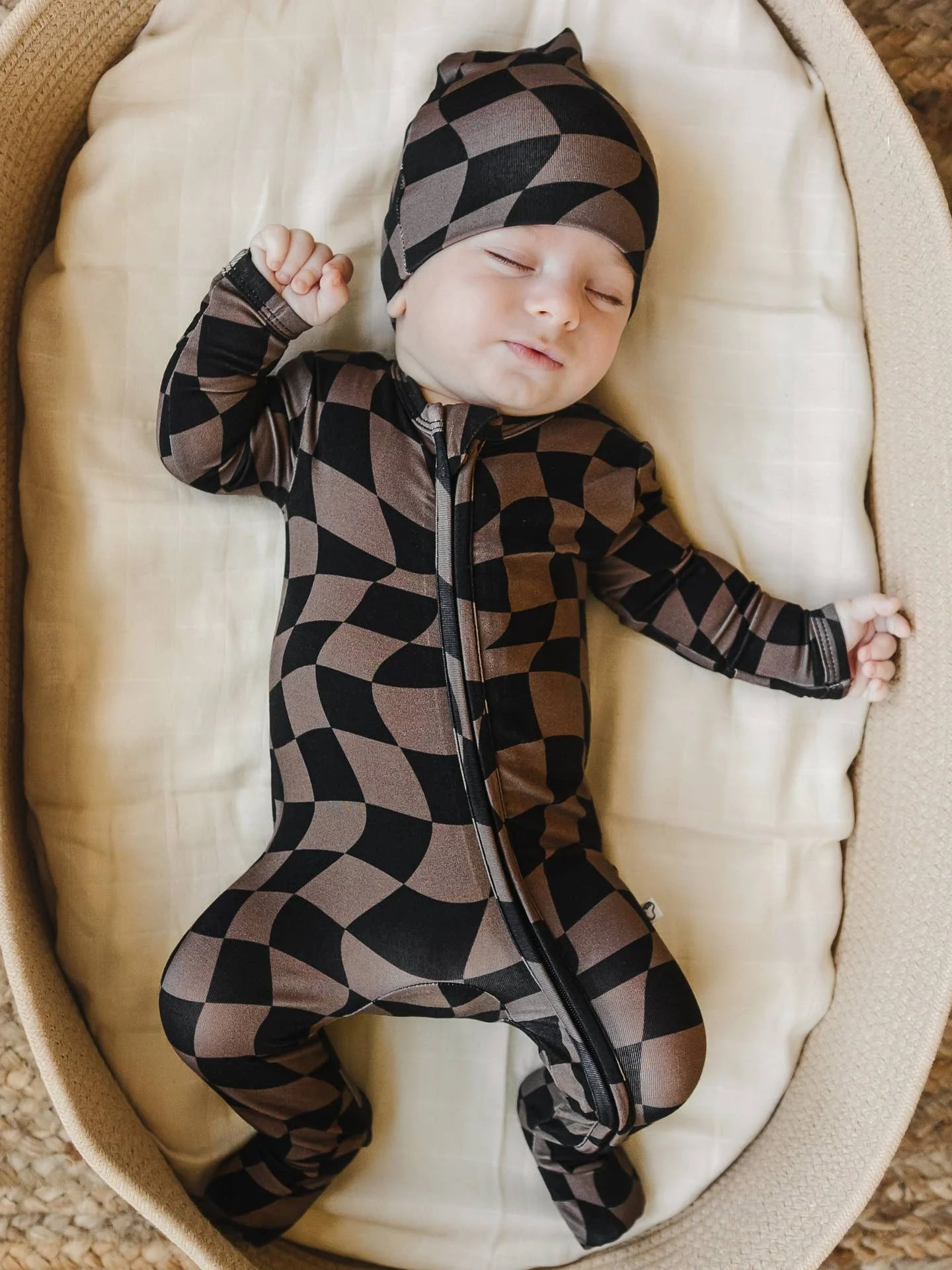 COZY CHECK BAMBOO ZIP ROMPER | Sydney and Co.
