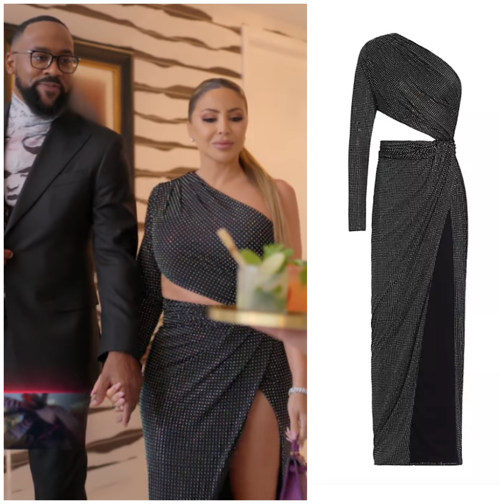 Larsa Pippen’s Crystal Embellished Asymmetrical Cutout Dress