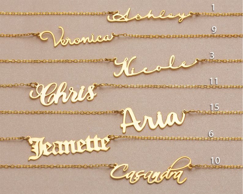 14K Solid Gold Name Necklace, Personalized Gold Necklace, Custom Necklace, Handmade Jewelry, Wome... | Etsy (US)