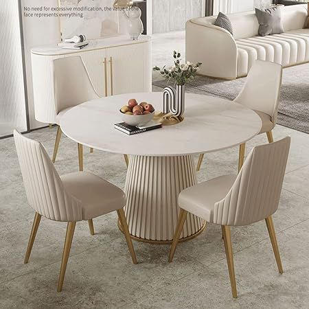 Wohh Round Marble Dining Table Set for 6-8 with 6 Chairs 53"X29.5",Round Dining Table Stone Top,M... | Amazon (US)