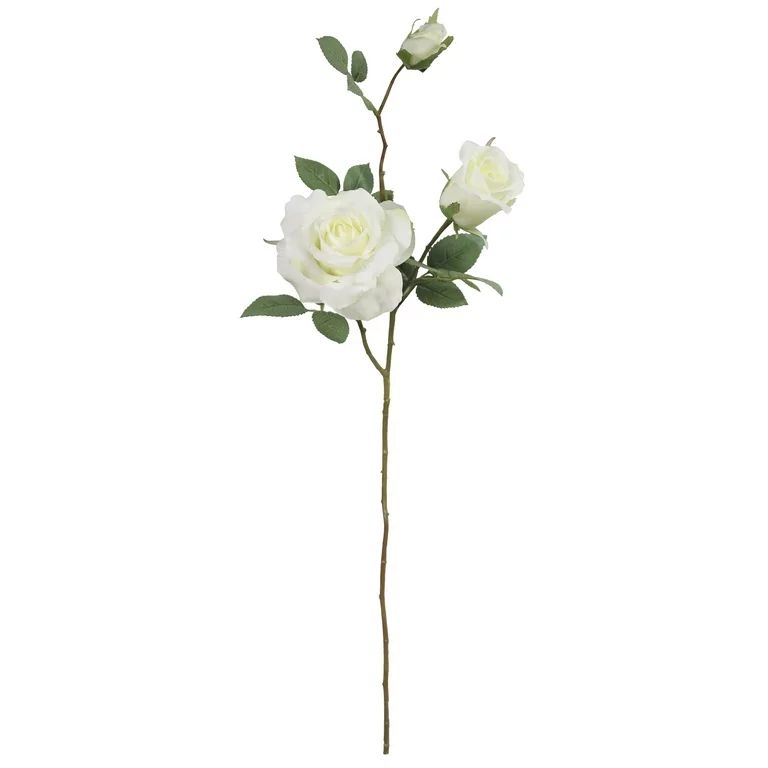 29.5-inch Artificial Silk White Rose 3 Heads Long Spray, for Indoor Use, by Mainstays | Walmart (US)