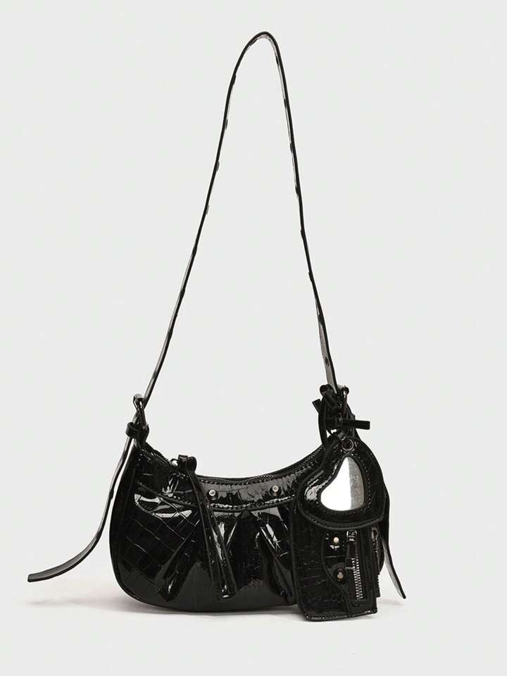 In The Summer Of 2024, The New Drawstring Women's Bag Fashion Bucket Bag Rivet Motorcycle Bag Thr... | SHEIN