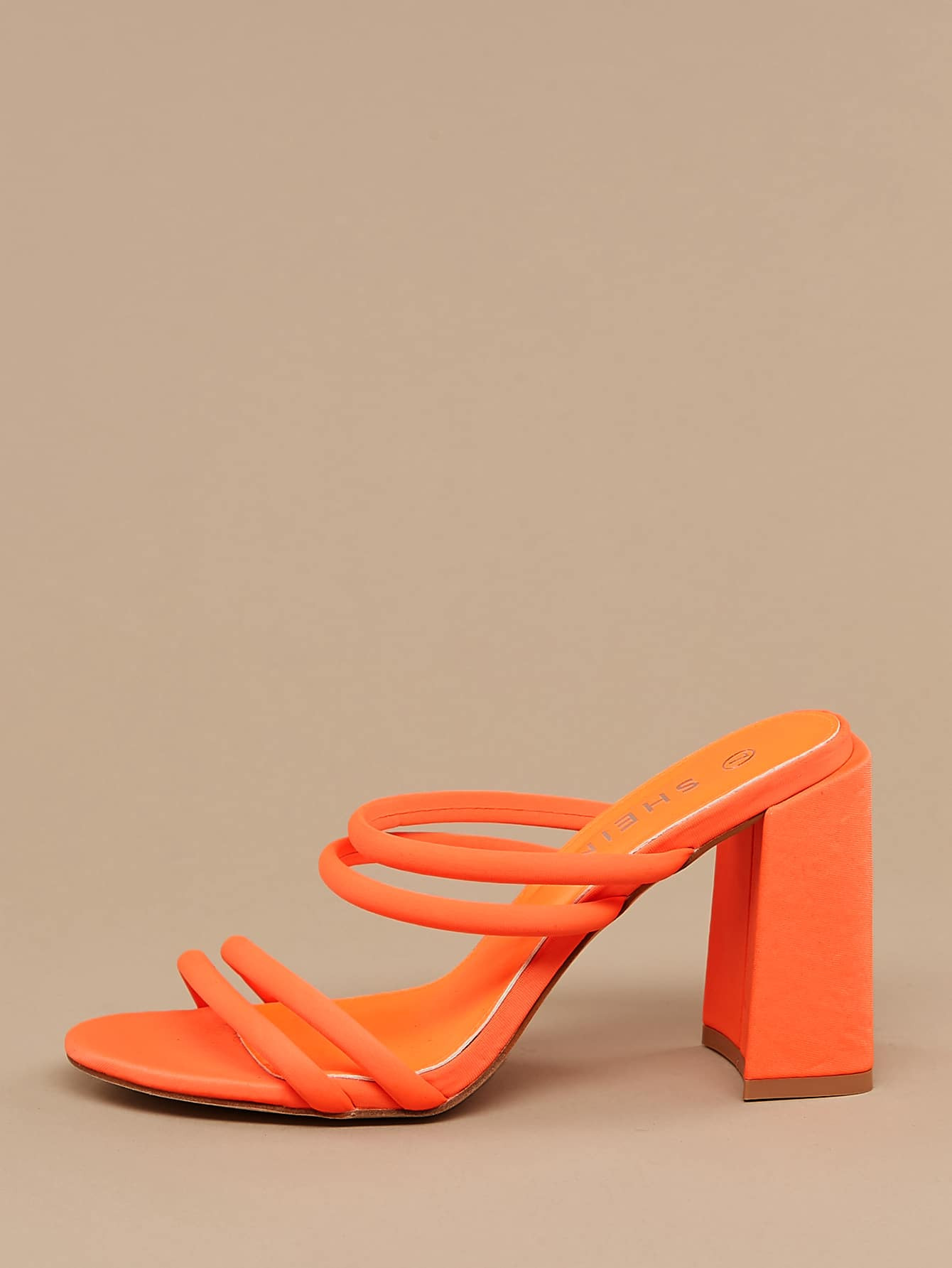 Neon Strappy Open Toe Block Heel Mules | SHEIN