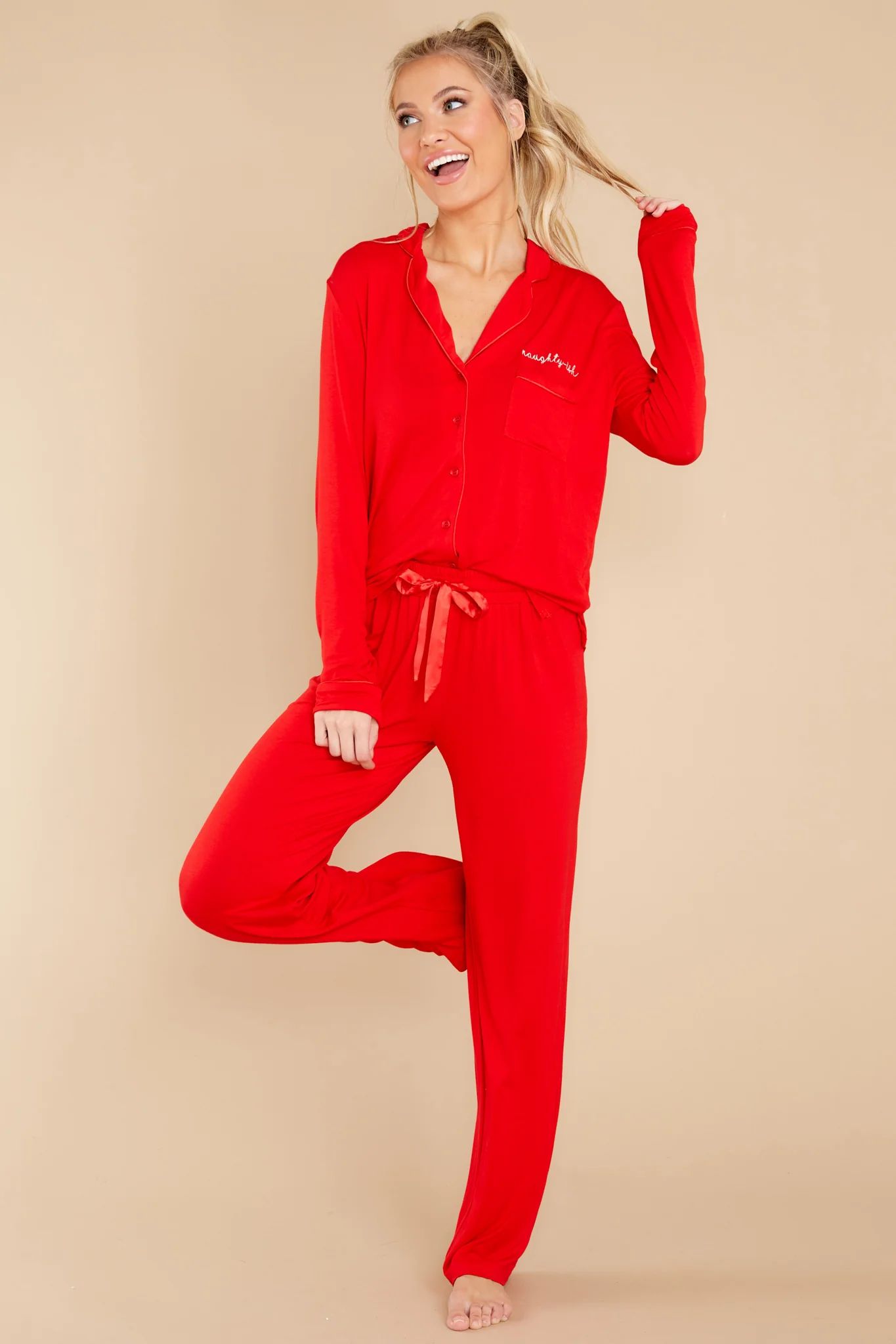 Naughty-ish Red Pajama Top | Red Dress 