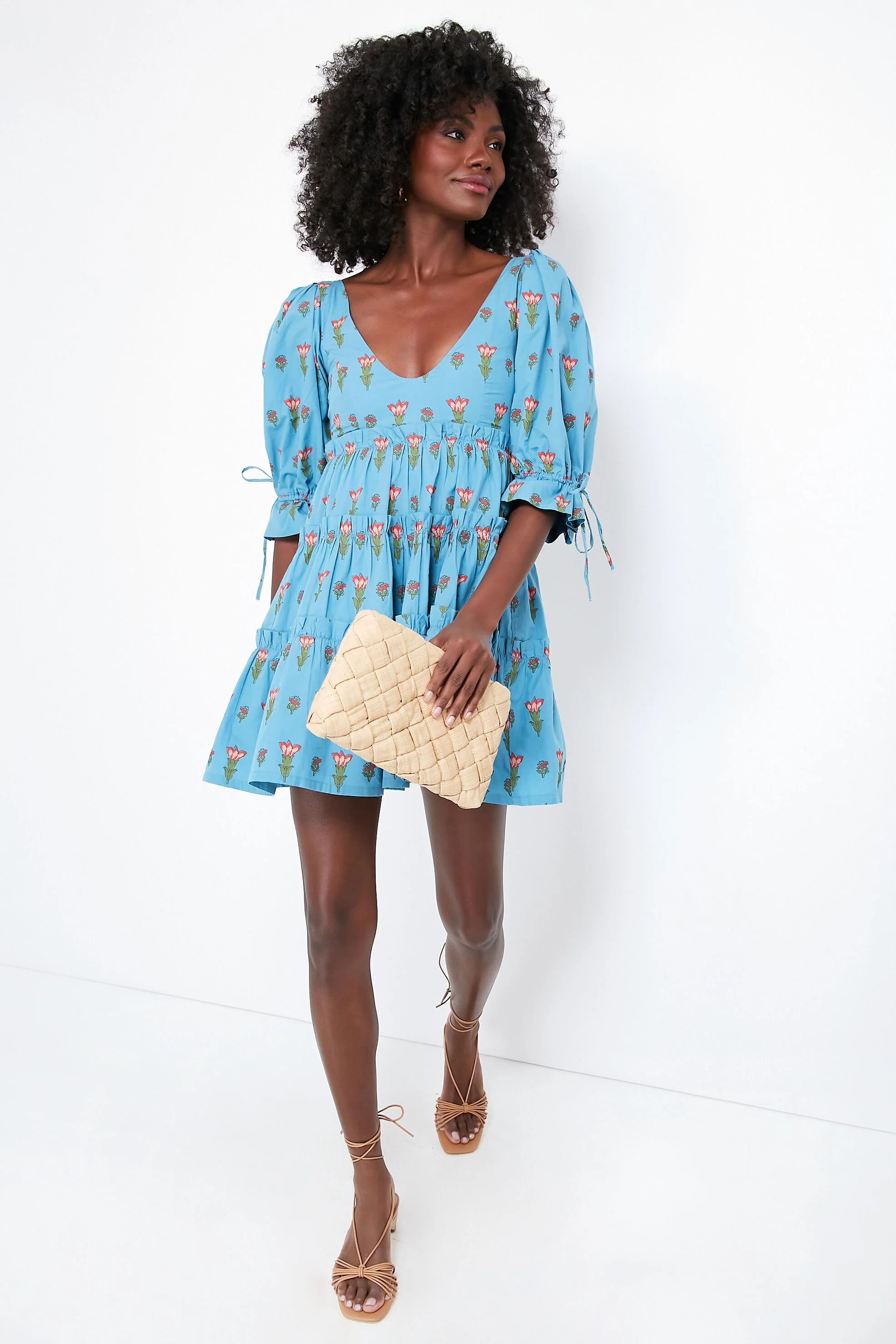French Blue and Punch Blossom Julia Puff Sleeve Mini Dress | Tuckernuck (US)