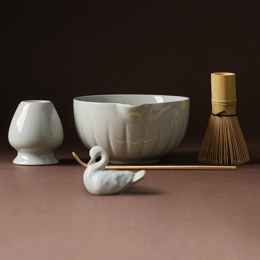 Matcha Whisk Set - 5PCS Japanese Tea Set Includes Matcha Bowl with Spout, Bamboo Whisk with Ceram... | Amazon (US)