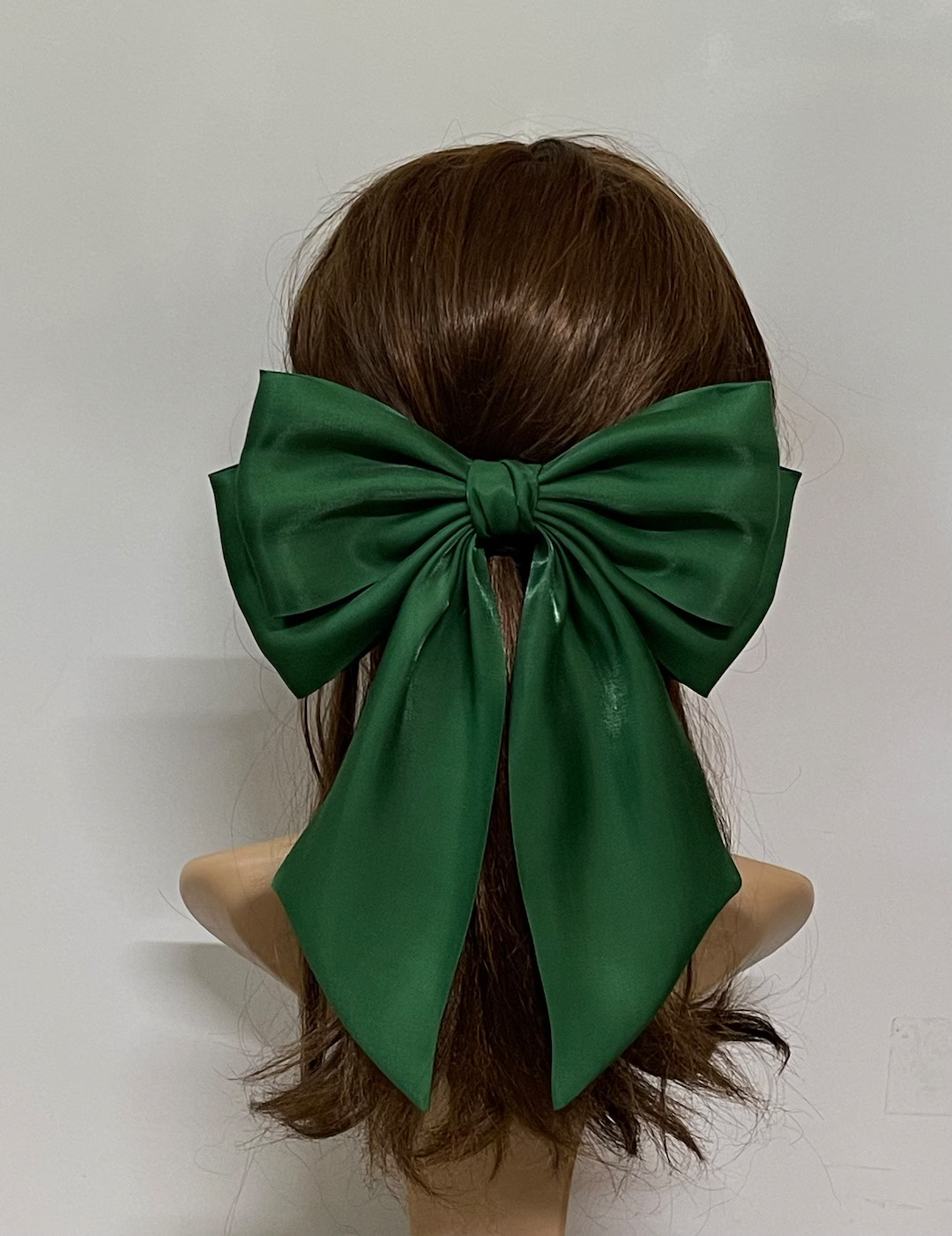 Forest green pearlescent Satin bow, women hair clip, hairstyle  bow,  lager bow for women | Etsy (US)