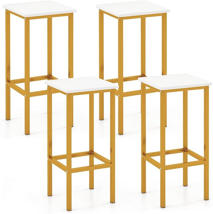 Giantex Bar Stools Set of 4, 26" Backless Barstools with Metal Legs & Footrest, Breakfast Bar Din... | Amazon (US)
