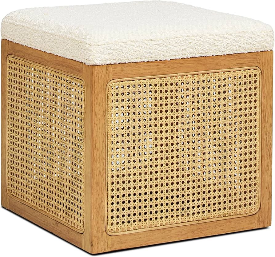 Jennifer Taylor Home Nina 18" Cane Webbing Cube Ottoman | Amazon (US)