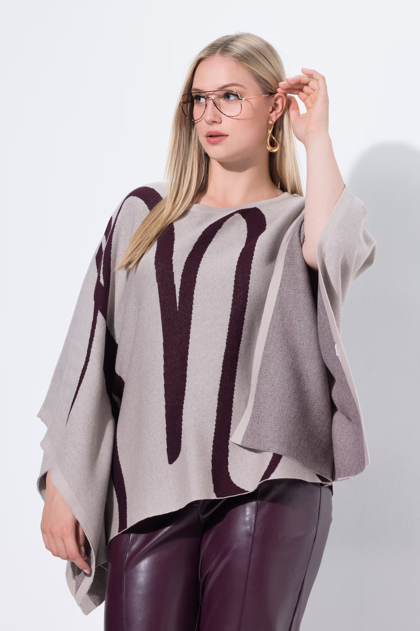 Brushstroke Knit Poncho | Ulla Popken - US