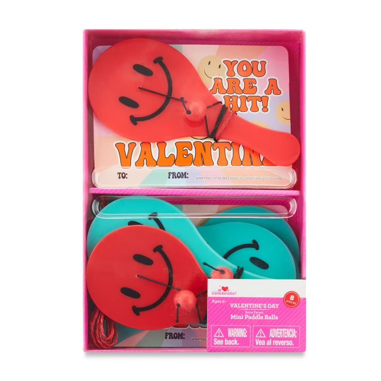 Valentine's Day Mini Paddle Ball Party Favors, 8 Count, by Way To Celebrate - Walmart.com | Walmart (US)