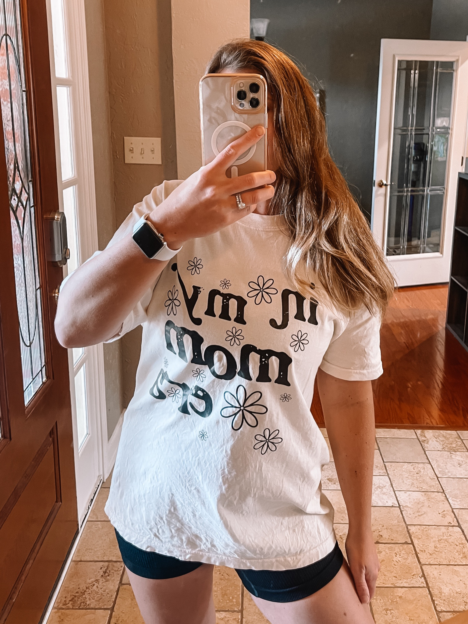 Mom style • casual style • easy style • realistic style • casual but trendy style • graphic tee • biker shorts• postpartum style • bump style • #LTKFitness

#LTKBump #LTKStyleTip