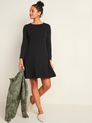 Jersey-Knit Long-Sleeve Swing Dress for Women | Old Navy (US)