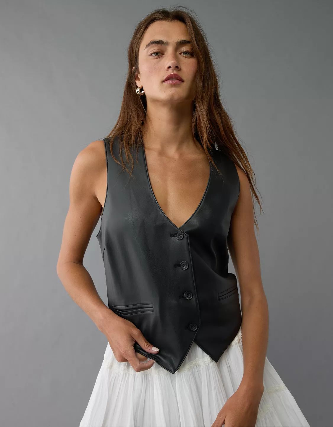 AE Vegan Leather Vest | American Eagle Outfitters (US & CA)