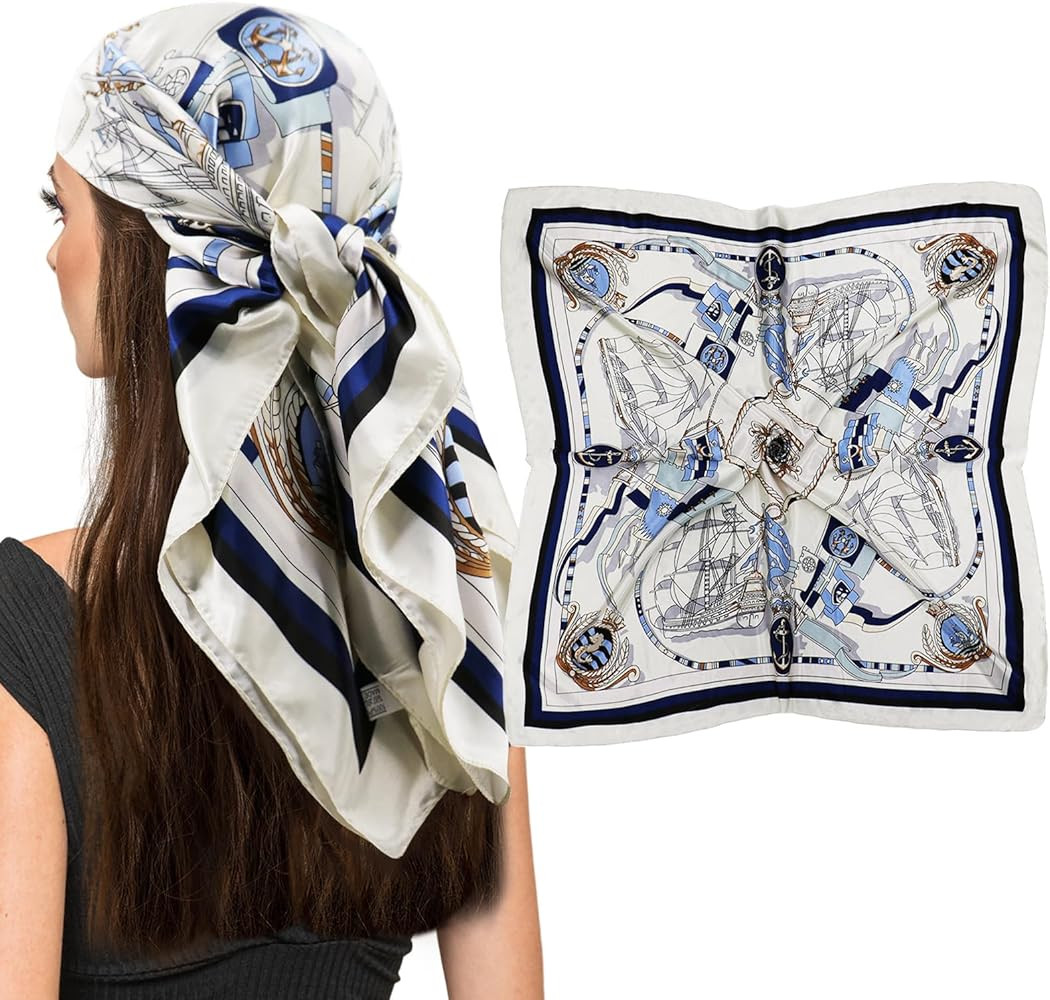 vimate 35" Square Silk Like Head Scarf - Women's Fashion Silk Feeling Scarf for Hair Wrapping and... | Amazon (US)