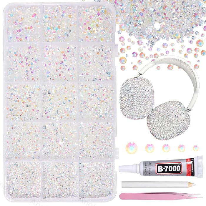 12000Pcs Clear AB Rhinestones for Bedazzling Kit, 2/3/4/5/6mm Mix Sizes Jelly Bedazzling Resin Ge... | Amazon (US)