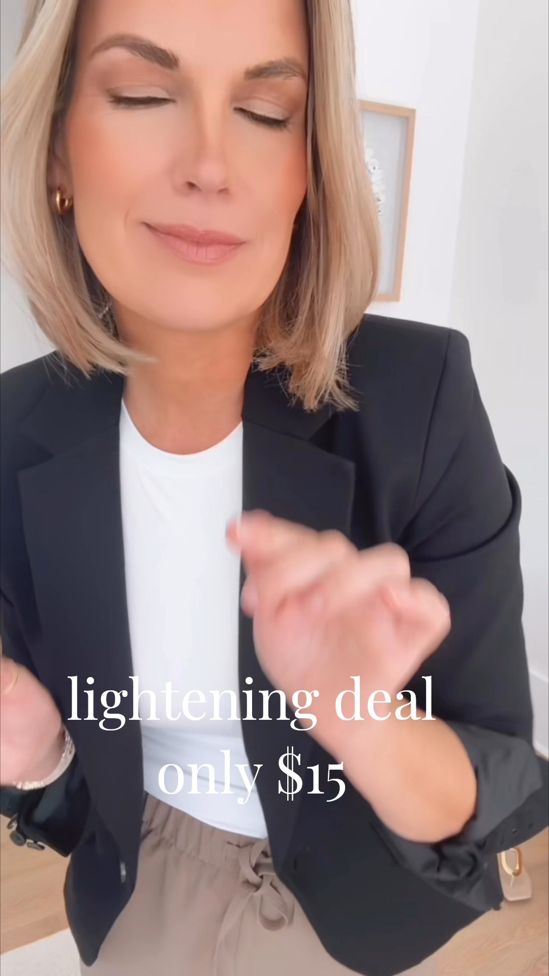 Size small fitted tees on ⚡️ lightning deal for $15!!  Wearing small tall in the pants and blazer (new customer discount at spanx is RACHELXSPANX). Shoes true to size.  

#LTKootd #LTKSaleAlert #LTKWorkwear