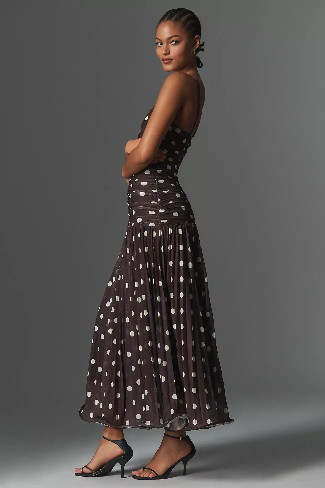 En Saison Lainey Ruched Drop-Waist Midi Dress | Anthropologie (US)