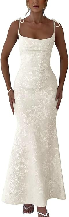 Jacquard Satin Bridesmaid Dresses for Women Prom Dress Spaghetti Straps Long Formal Evening Party... | Amazon (US)