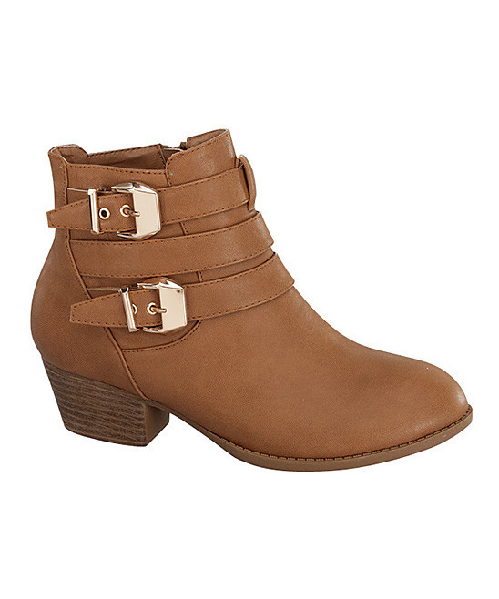 TOP MODA Women's Casual boots TAN - Tan Buckle Bootie - Women | Zulily