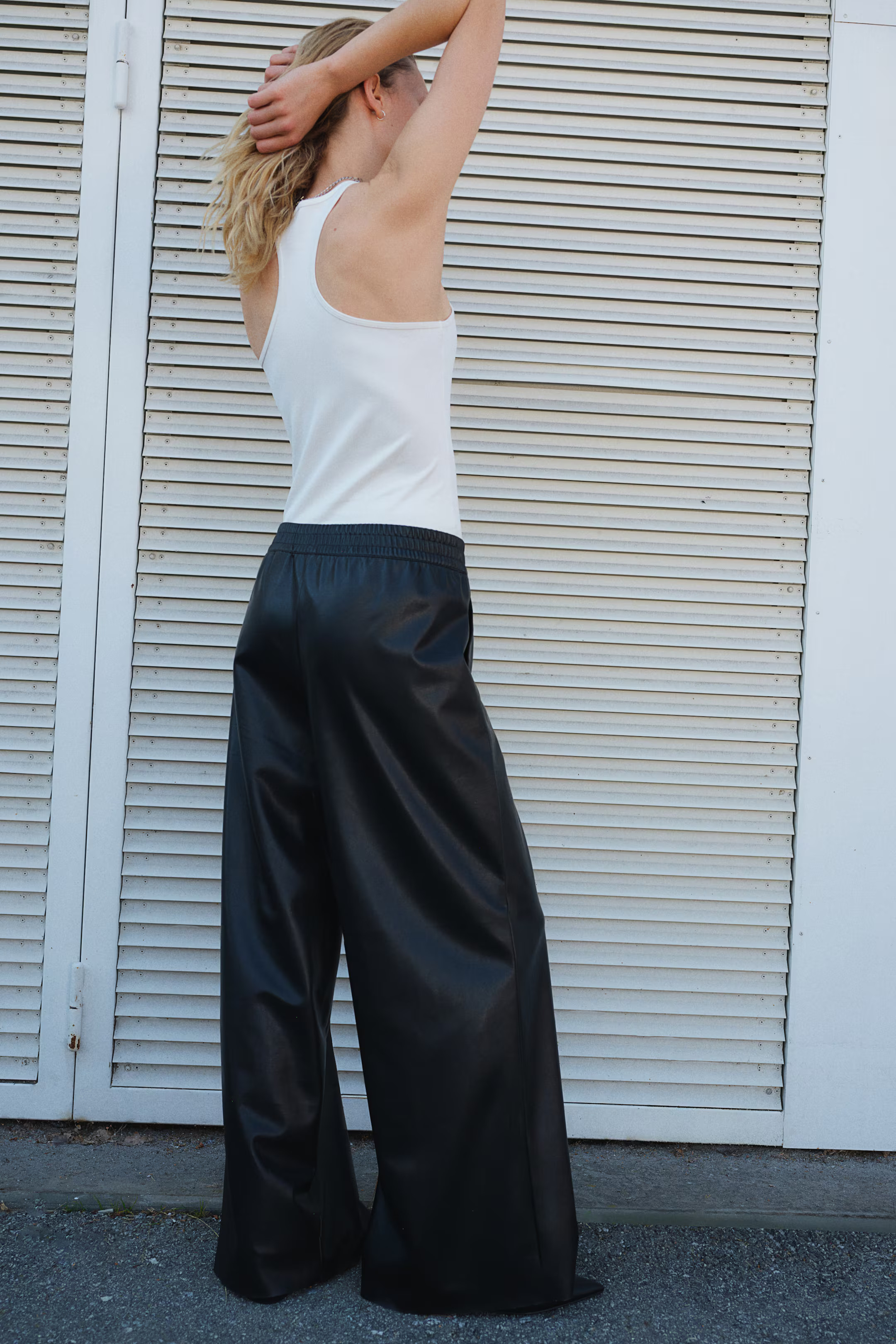 Wide Coated Joggers | H&M (US + CA)