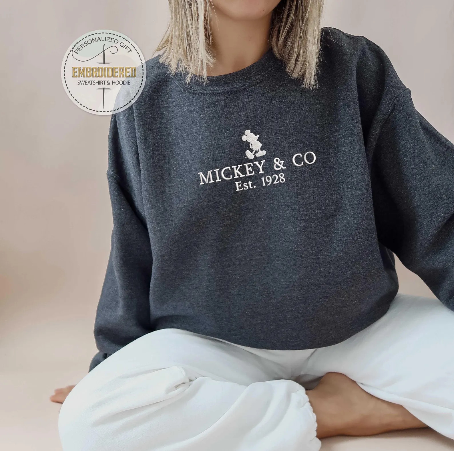 Mickey & Co 1928 Embroidered Sweatshirt, Disney Sweatshirt, Retro Mickey And Co, Disneyworld Shir... | Etsy (US)