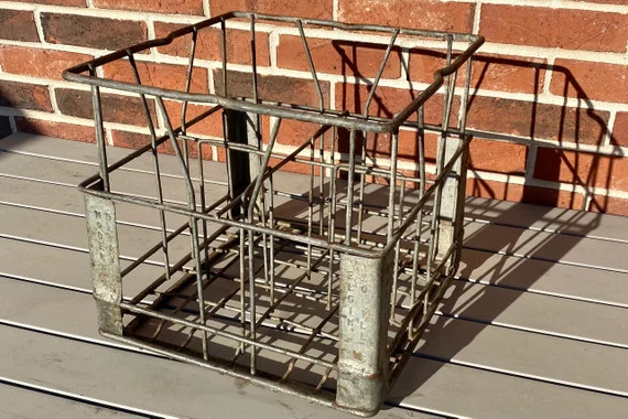 Industrial Boho Decor, Vintage Metal Milk Crate, rustic storage and organization | Etsy (US)