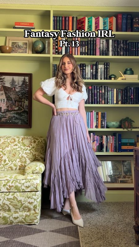 Fantasy fashion/cottage core inspired outfit! Loving this whimsical skirt from free people! Linking some affordable alternatives as well! 

#LTKSeasonal #LTKVideo #LTKstyletip