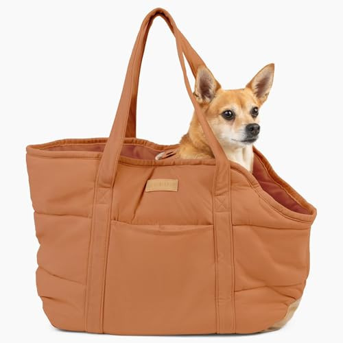 NoblePup Cozy Plush Dog Purse Carrier for Small Dogs - Dog Carrier Purse with Secure Harness Clip, Dog Tote Bag for Small Dogs and Puppies - Brown | Amazon (US)