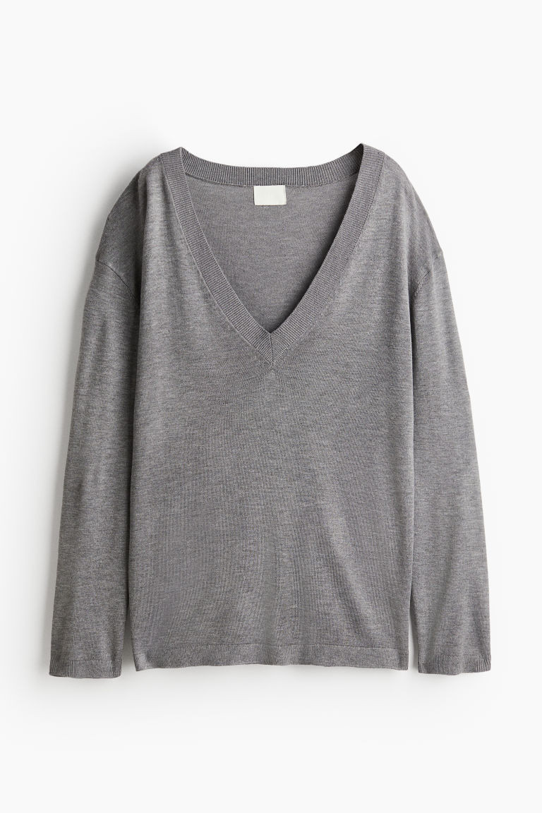 H & M - V-neck jumper - Grey | H&M (UK, MY, IN, SG, PH, TW, HK)