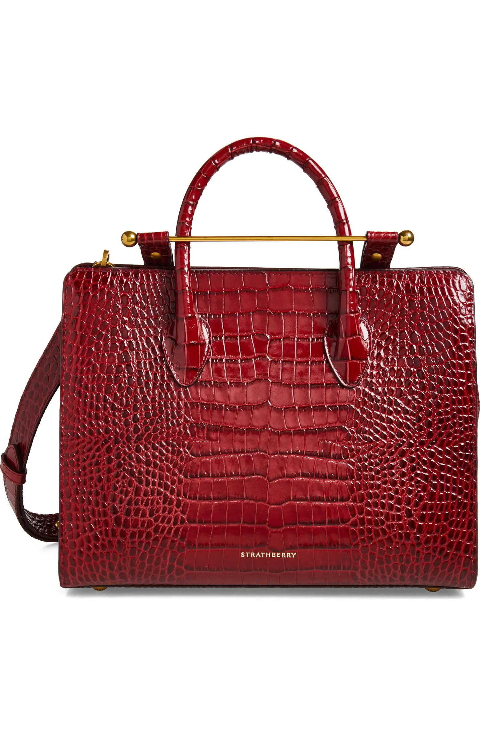 Midi Croc Embossed Leather Tote | Nordstrom